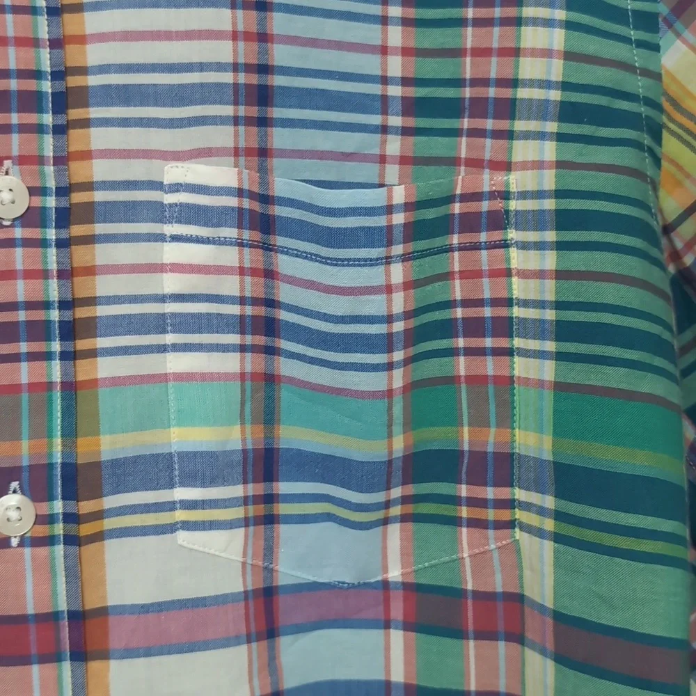 J. Crew Summer Plaid Cotton Button Down Shirt. Size Small